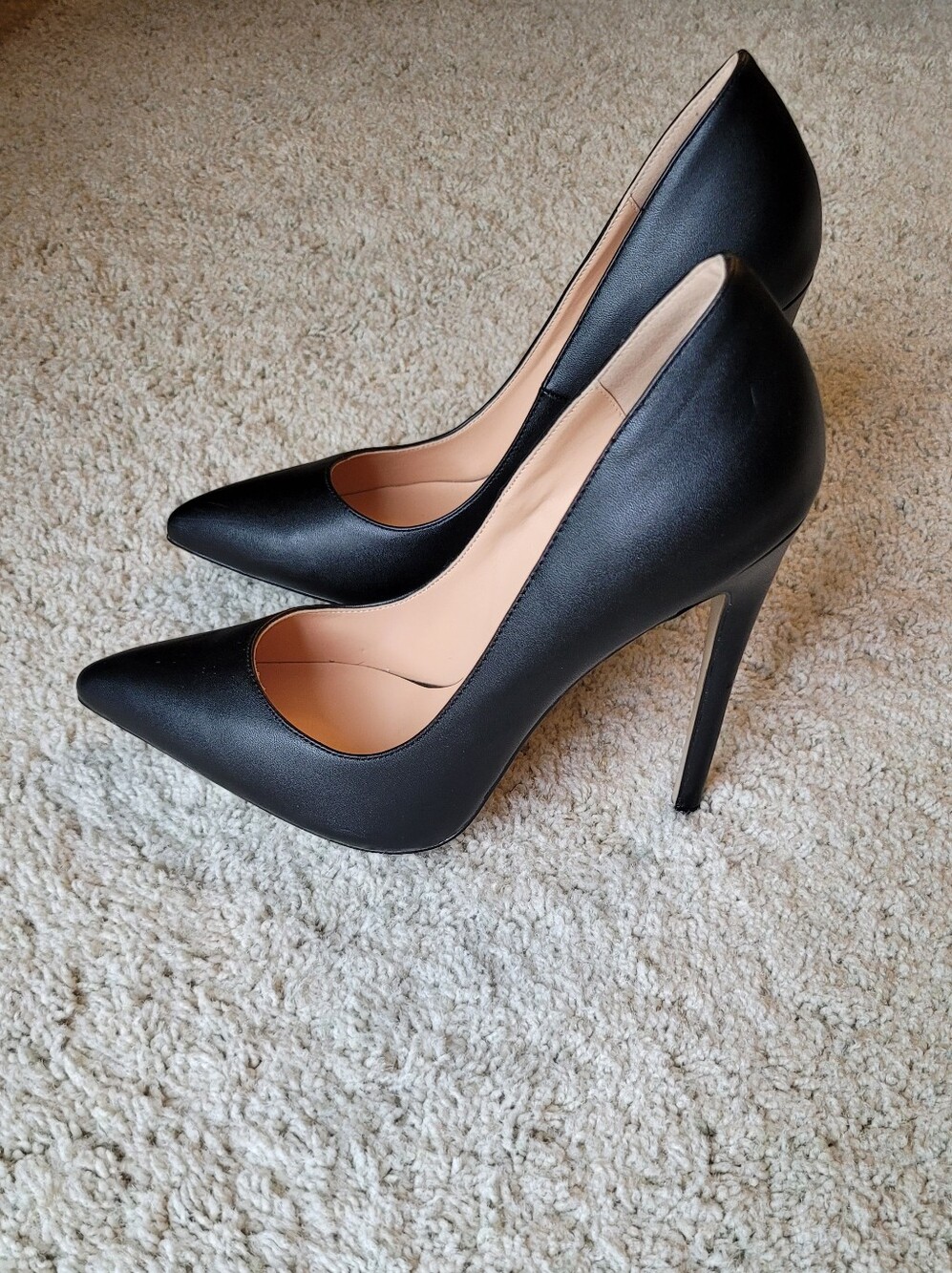 Black Very High Heels Never Worn Gain 4 3/4" In Style Size 7 1/2